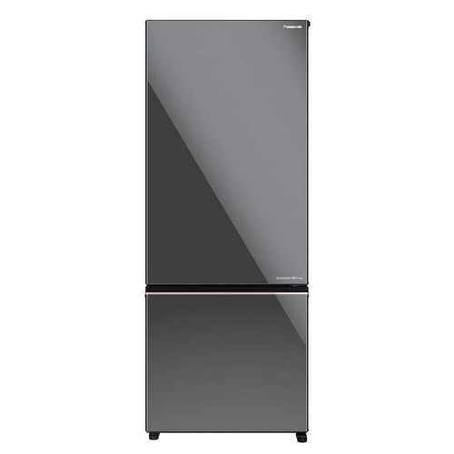 Panasonic 450 litres 2 Star Prime Convertible Frost-Free Double Door Bottom Mount Refrigerator With Advance 6- Stage Inverter Compressor (NR-BK468BGMN) Mirror Black Glass